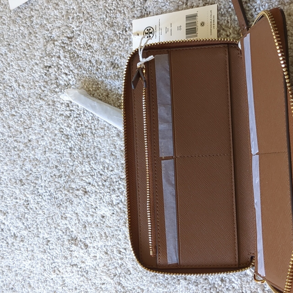Tory Burch Camel Brown Saffiano Leather Emerson Wristlet/Wallet - NWT - Picture 3 of 5